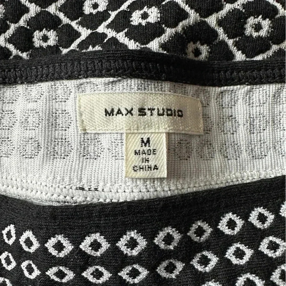 MAX STUDIO | NWOT | BLACK AND WHITE IKAT PRINT DRESS | SIZE MEDIUM - Picture 9 of 10